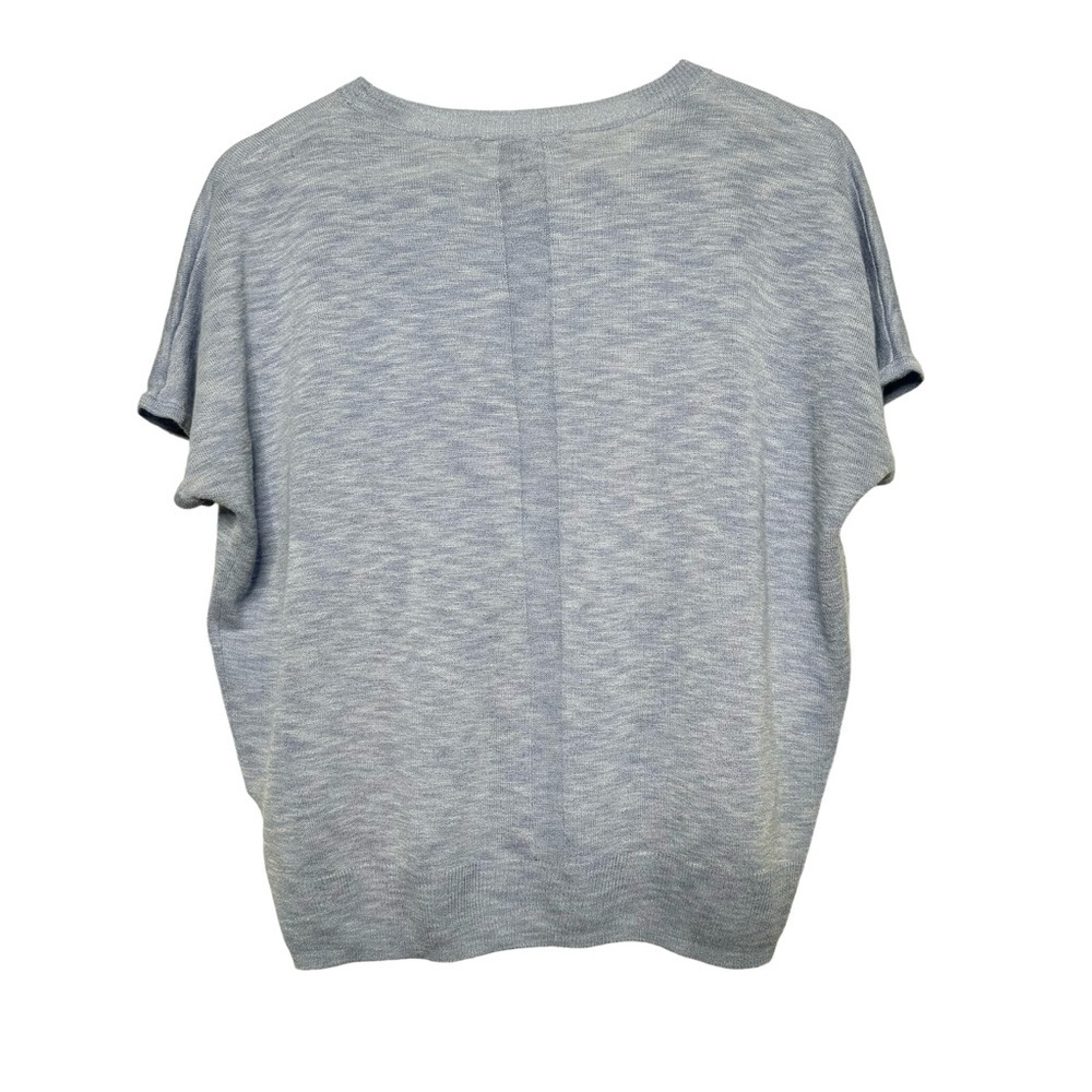 Ellen Tracy Sweater Women’s Medium Blue boxy Pullover Knit t-shirt Short Sleeve - Picture 2 of 7